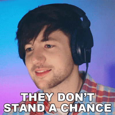 A Man Wearing Headphones With The Words They Don 'T Stand A Chance GIF