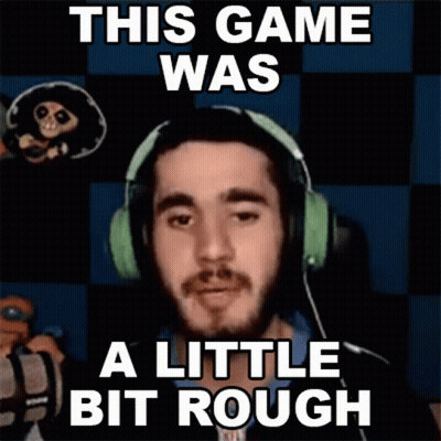 A Man Wearing Headphones With The Words This Game Was A Little Bit Rough Above Him GIF