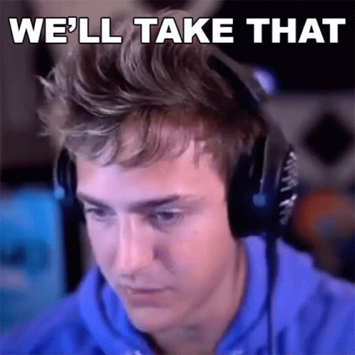 A Man Wearing Headphones With The Words We 'Ll Take That Written Above Him . GIF
