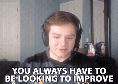 A Man Wearing Headphones With The Words You Always Have To Be Looking To Improve Above Him GIF