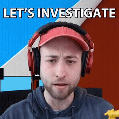 A Man Wearing Red Headphones And A Red Hat Says Let 'S Investigate GIF
