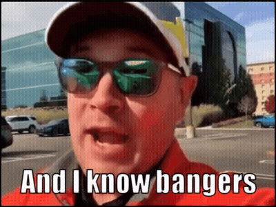 A Man Wearing Sunglasses And A Baseball Cap Says And I Know Bangers GIF