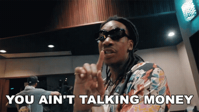 A Man Wearing Sunglasses And A Colorful Shirt Says You Ain 'T Talking Money GIF