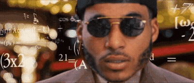 A Man Wearing Sunglasses And A Hat Is Surrounded By Mathematical Equations . GIF