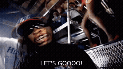 A Man Wearing Sunglasses And A Hat Says Let 'S Gooooo GIF