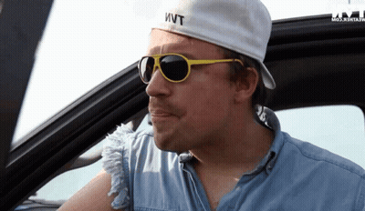 A Man Wearing Sunglasses And A Hat That Says " Wvt " GIF