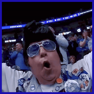 A Man Wearing Sunglasses And A Hat With A Badge That Says March On It GIF