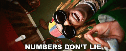 A Man Wearing Sunglasses And A Hat With The Words Numbers Don 'T Lie Below Him GIF
