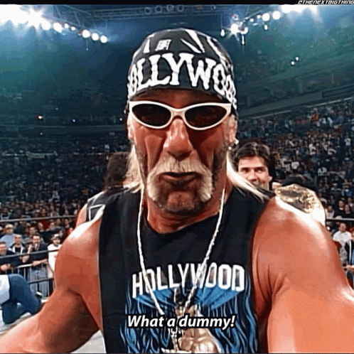 A Man Wearing Sunglasses And A Hollywood Shirt Says " What A Dummy " GIF