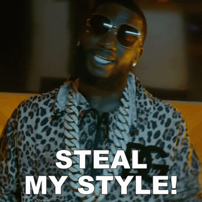 A Man Wearing Sunglasses And A Leopard Print Shirt Is Saying " Steal My Style " GIF
