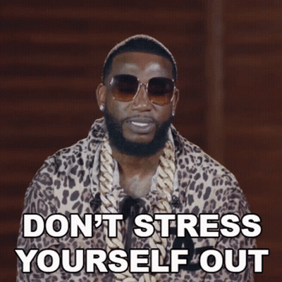 A Man Wearing Sunglasses And A Leopard Print Shirt Says " Don T Stress Yourself Out " GIF
