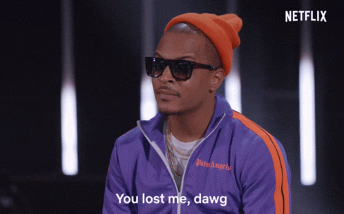A Man Wearing Sunglasses And A Palm Angels Jacket Says You Lost Me Dawg GIF