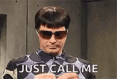 A Man Wearing Sunglasses And A Polka Dot Shirt Is Holding His Hands Together And Says `` Just Call Me '' . GIF