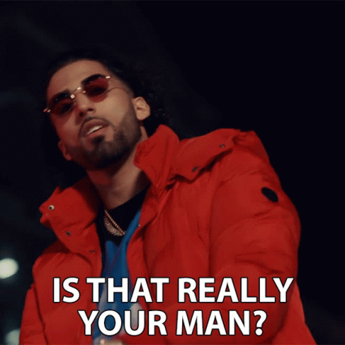 A Man Wearing Sunglasses And A Red Jacket Is Asking Is That Really Your Man GIF