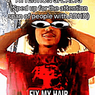 A Man Wearing Sunglasses And A Red Shirt That Says Fix My Hair On It GIF