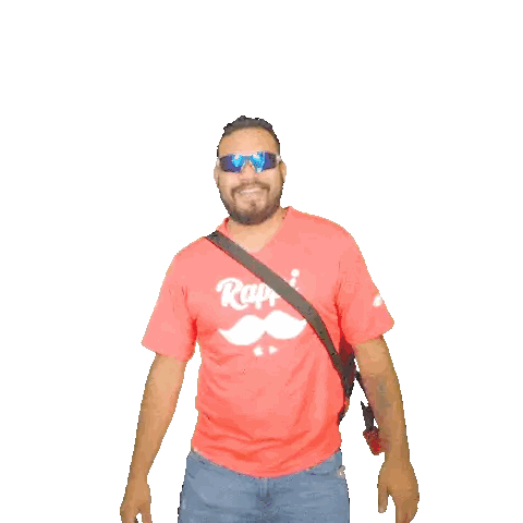 A Man Wearing Sunglasses And A Red Shirt That Says Rapi On It Sticker