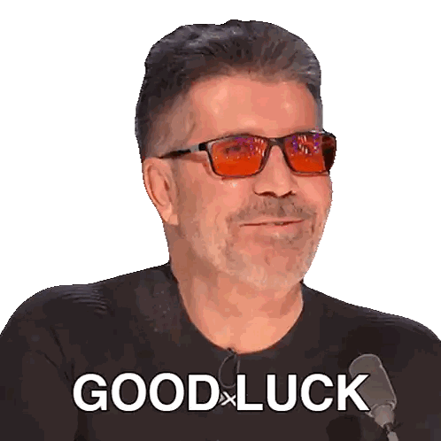 A Man Wearing Sunglasses And A Shirt That Says Good Luck On It Sticker