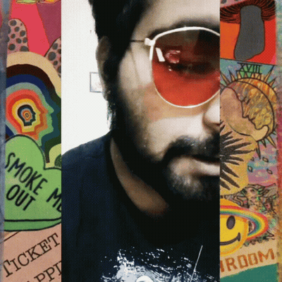 A Man Wearing Sunglasses And A Shirt That Says Ticket Happy Room GIF