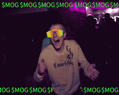 A Man Wearing Sunglasses And A Sweatshirt Is Dancing In A Club GIF