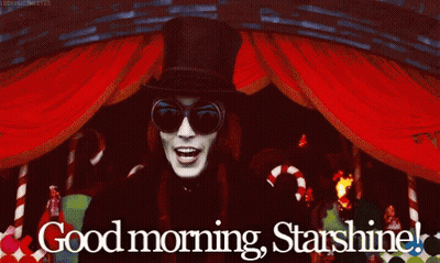 A Man Wearing Sunglasses And A Top Hat Says Good Morning Starshine GIF