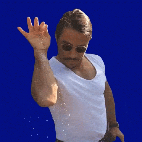 A Man Wearing Sunglasses And A White Shirt Is Throwing Becker Cans GIF