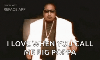 A Man Wearing Sunglasses And A White Suit Says I Love When You Call Me Big Poppa GIF