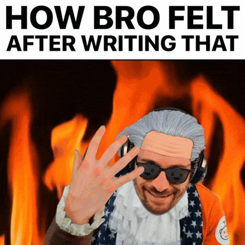 A Man Wearing Sunglasses And Headphones With The Words " How Bro Felt After Writing That " GIF