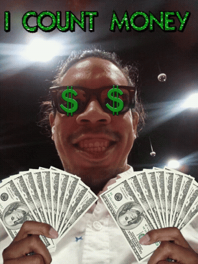 A Man Wearing Sunglasses Has A Bunch Of Money In His Hands GIF