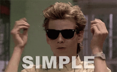A Man Wearing Sunglasses Has The Word Simple Written In White GIF