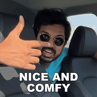 A Man Wearing Sunglasses Is Giving A Thumbs Up And The Words Nice And Comfy Are Below Him GIF