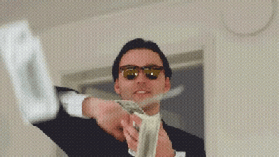 A Man Wearing Sunglasses Is Holding A Bunch Of Money In His Hand GIF