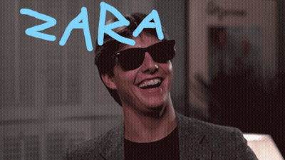 A Man Wearing Sunglasses Is Laughing With The Word Zara Written On His Forehead GIF