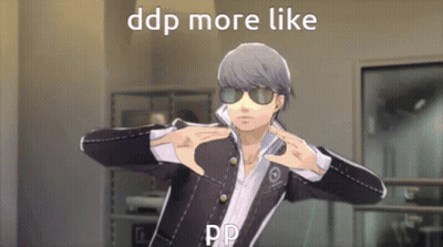 A Man Wearing Sunglasses Is Making A Hand Gesture With The Words " Ddp More Like Pp " Below Him GIF