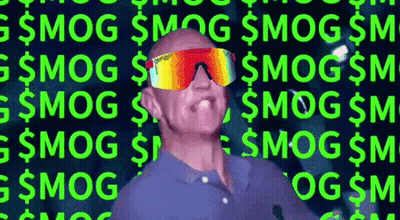 A Man Wearing Sunglasses Is Standing In Front Of A Green Background With The Word Smog On It GIF
