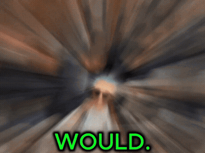 A Man Wearing Sunglasses Is Surrounded By People And The Words Would Are Visible GIF