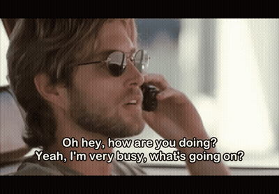 A Man Wearing Sunglasses Is Talking On A Cell Phone With The Words Oh Hey How Are You Doing GIF