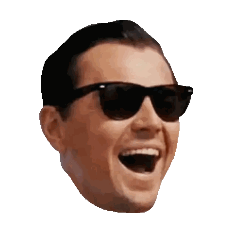 A Man Wearing Sunglasses Laughs With His Mouth Wide Open Sticker