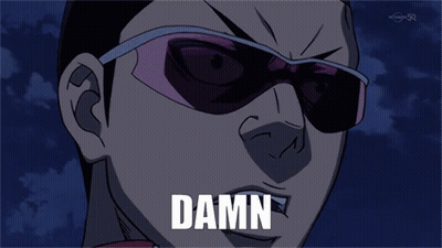 A Man Wearing Sunglasses Says " Damn " In Front Of His Face GIF