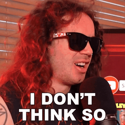 A Man Wearing Sunglasses Says " I Don 'T Think So " In Front Of A Microphone GIF