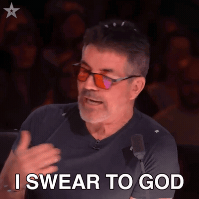 A Man Wearing Sunglasses Says " I Swear To God " In Front Of A Microphone GIF