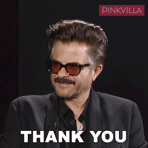 A Man Wearing Sunglasses Says Thank You In White Letters GIF