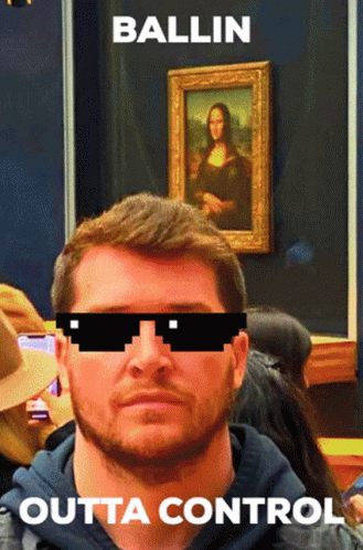 A Man Wearing Sunglasses With Ballin Outta Control Written On The Bottom GIF