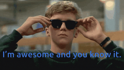 A Man Wearing Sunglasses With The Words " I 'M Awesome And You Know It " Below Him GIF
