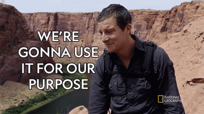 A Man With A Backpack Says " We 'Re Gonna Use It For Our Purpose " In Front Of A River GIF