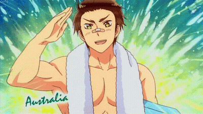 A Man With A Bandage On His Nose Is Wearing A Towel Around His Neck That Says Australia On It GIF