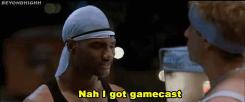 A Man With A Bandana On His Head Is Talking To Another Man Who Says Nah I Got Gamecast GIF