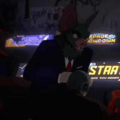 A Man With A Bat Mask Is Sitting In Front Of A Sign That Says Start GIF
