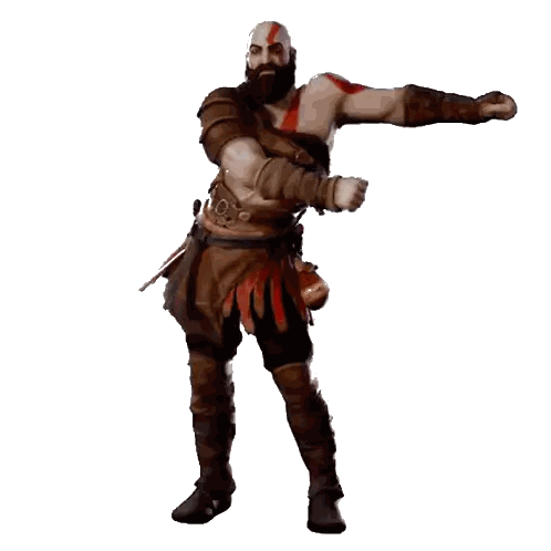 A Man With A Beard And A Bald Head Is Holding A Sword Sticker