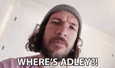 A Man With A Beard And A Beanie Is Looking At The Camera And Says `` Where 'S Adley '' . GIF