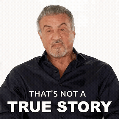 A Man With A Beard And A Black Shirt Says " That 'S Not A True Story " GIF